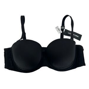 Torrid Curve Push Up Padded Strapless Bra Size 44DD Black Underwire Straps Lace